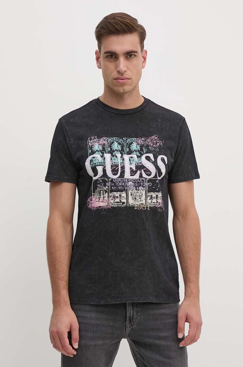 

Хлопковая футболка Guess, черный
