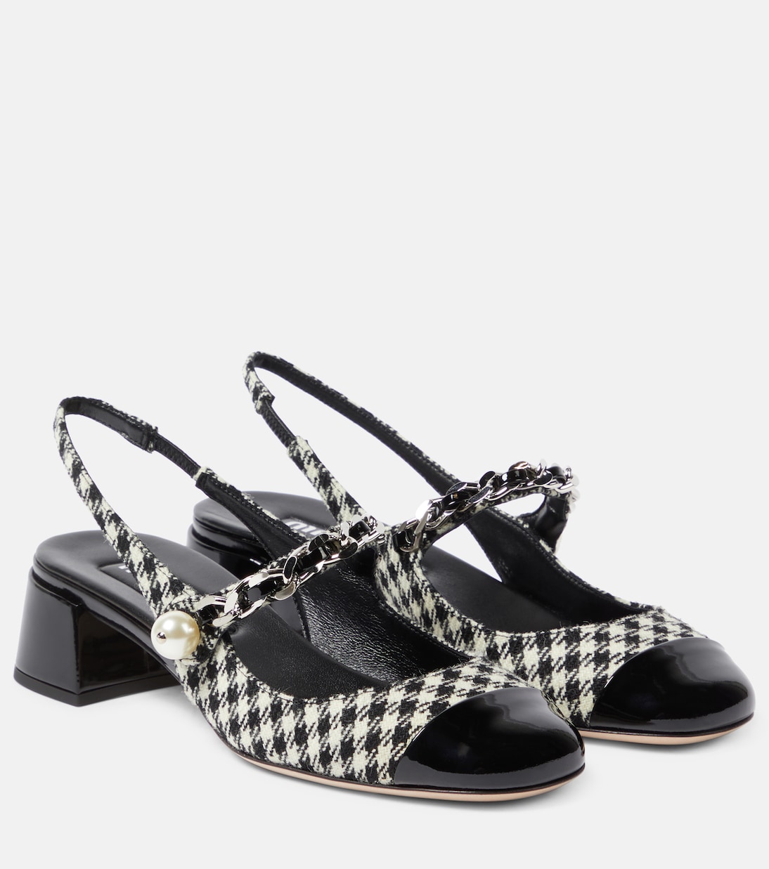 Клетчатые лодочки на ремешке Miu Miu, черный