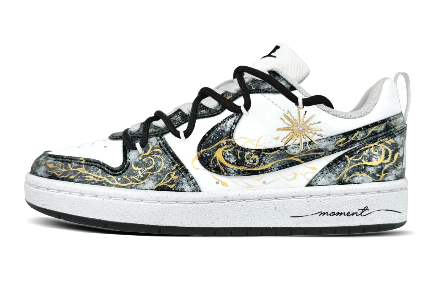 Nike Court borough golden pattern slip resistant противоскользящие устойчивые к истиранию низкие кроссовки для скейтбординга gold kids' — фото 3