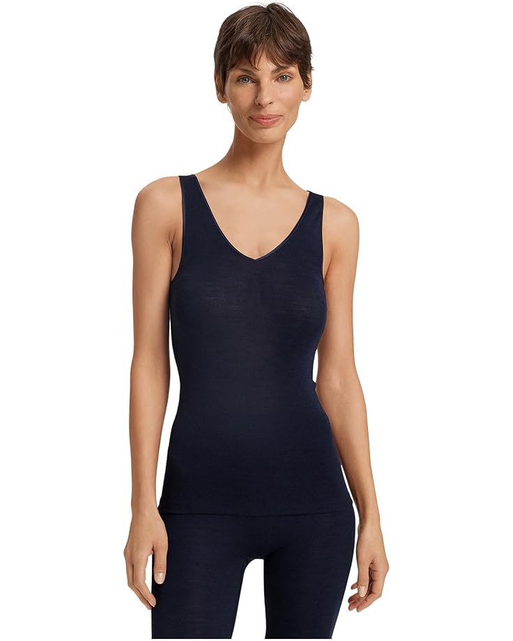 

Женский топ с v-вырезом Hanro Wool And Silk, Night Blue