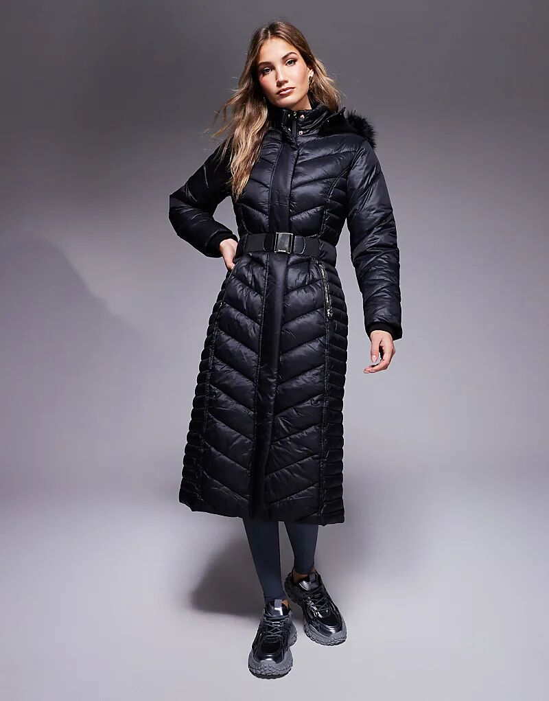 

Куртка-пуховик средней длины черного цвета River Island