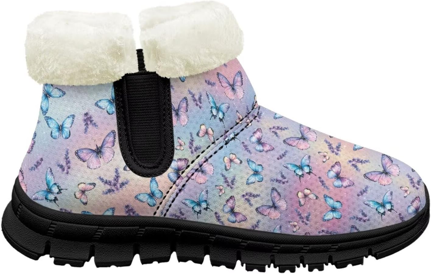 

Детские ботинки на щиколотку для девочек, противоскользящие зимние ботинки для бега, с утепленной подкладкой, на мягкой подошве Pointodoor, Gradient Art Butterfly