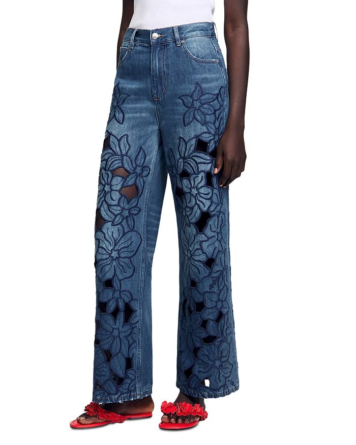 

Весенние джинсы с высокой посадкой и прямым кроем в цвете Blue Jean Sandro, синий
