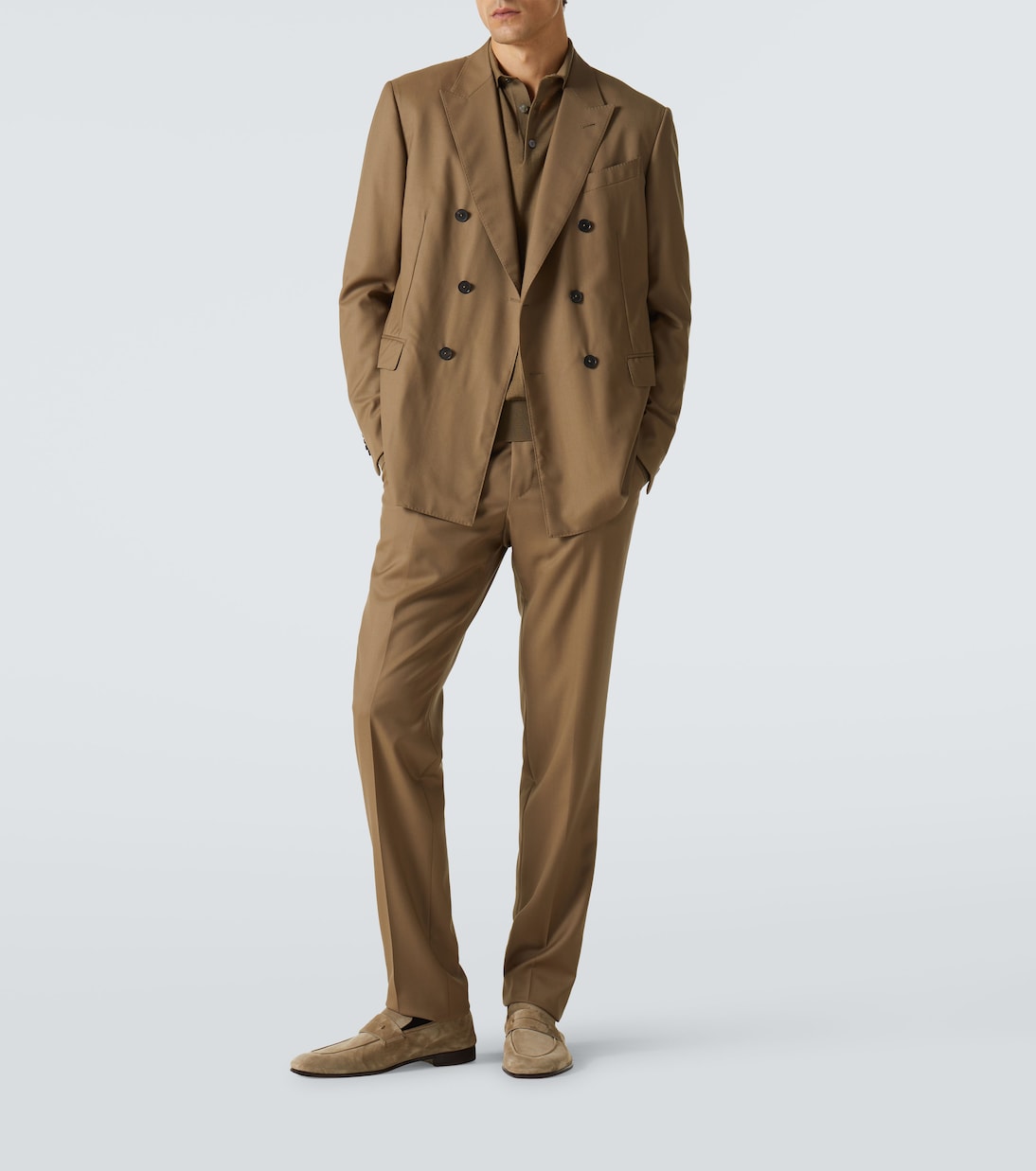Лоферы L'Asola из замши с монеткой Zegna, хаки — фото 2