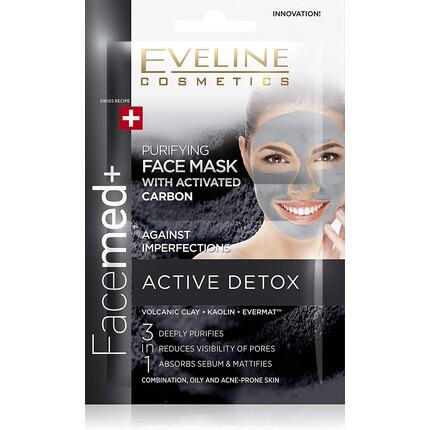 

Маска для лица Eveline Active Detox с активным углем для комбинированной и жирной кожи 5мл, Eveline Cosmetics