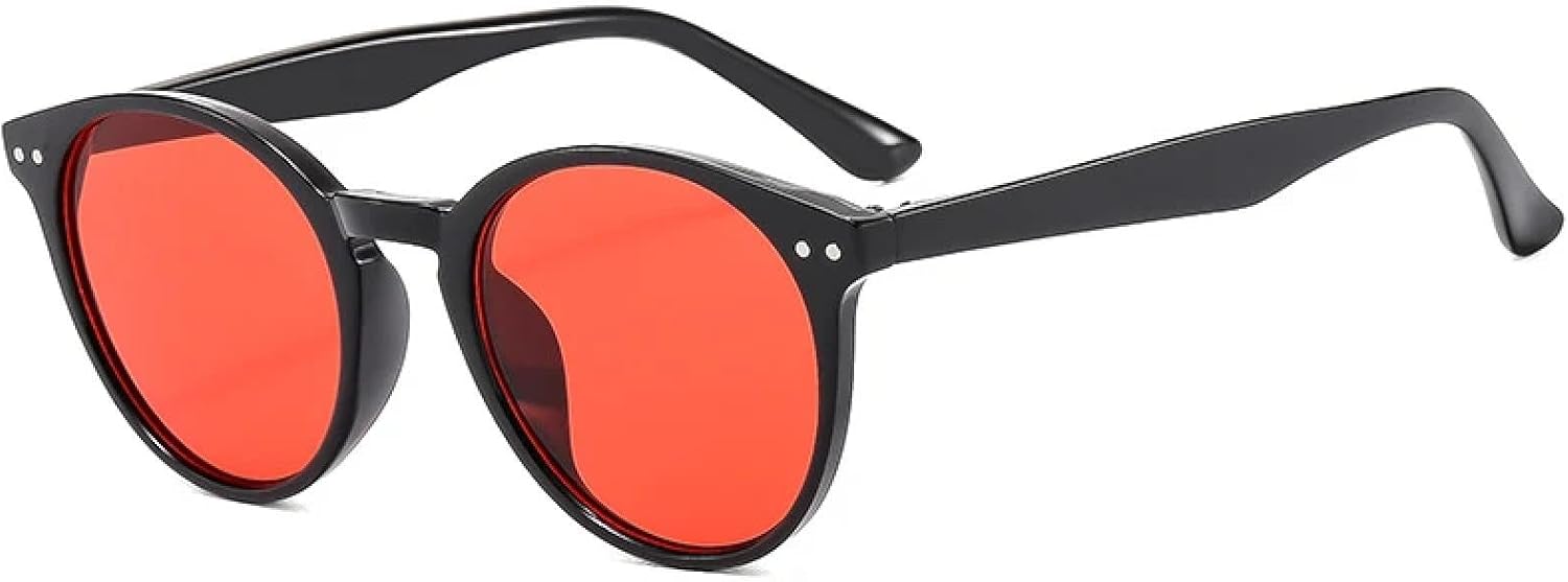 

Солнцезащитные очки с защитой от УФ-излучения UV400 для женщин и мужчин | Круглые линзы конфетных цветов, панк-стиль, заклепки | для занятий спортом на открытом воздухе DSVIGF, Black Red