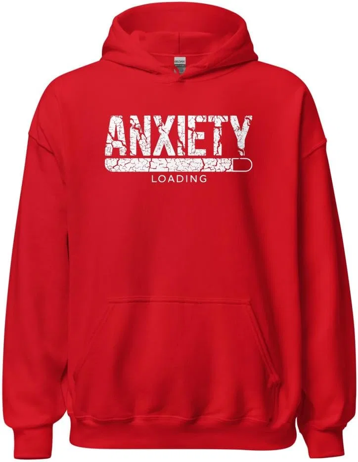 Юмористический худи Unisex Anti Social, Anxiety Loading Generic, красный