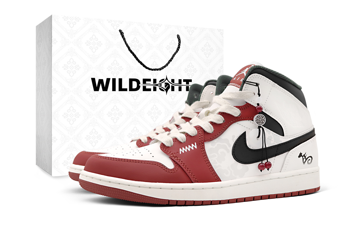 

Jordan Air 1 Snowstep Cloud Spring Abrasion Resistant Mid top Vintage Basketball Shoes Unisex White Red