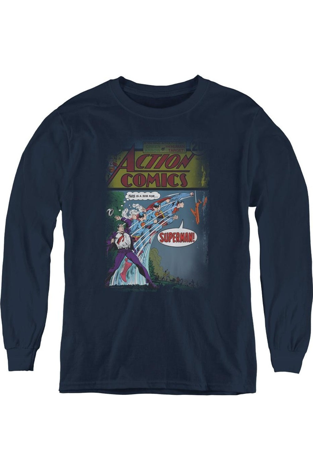 

Футболка с длинным рукавом Superman Quick Change Youth Gildan, темно-синий