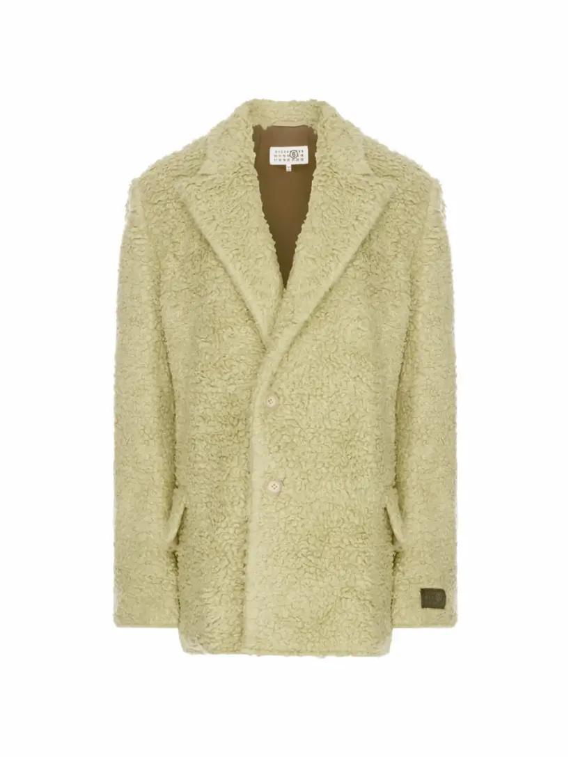 

Пальто из эко-овчины MM6 MAISON MARGIELA, зелёный