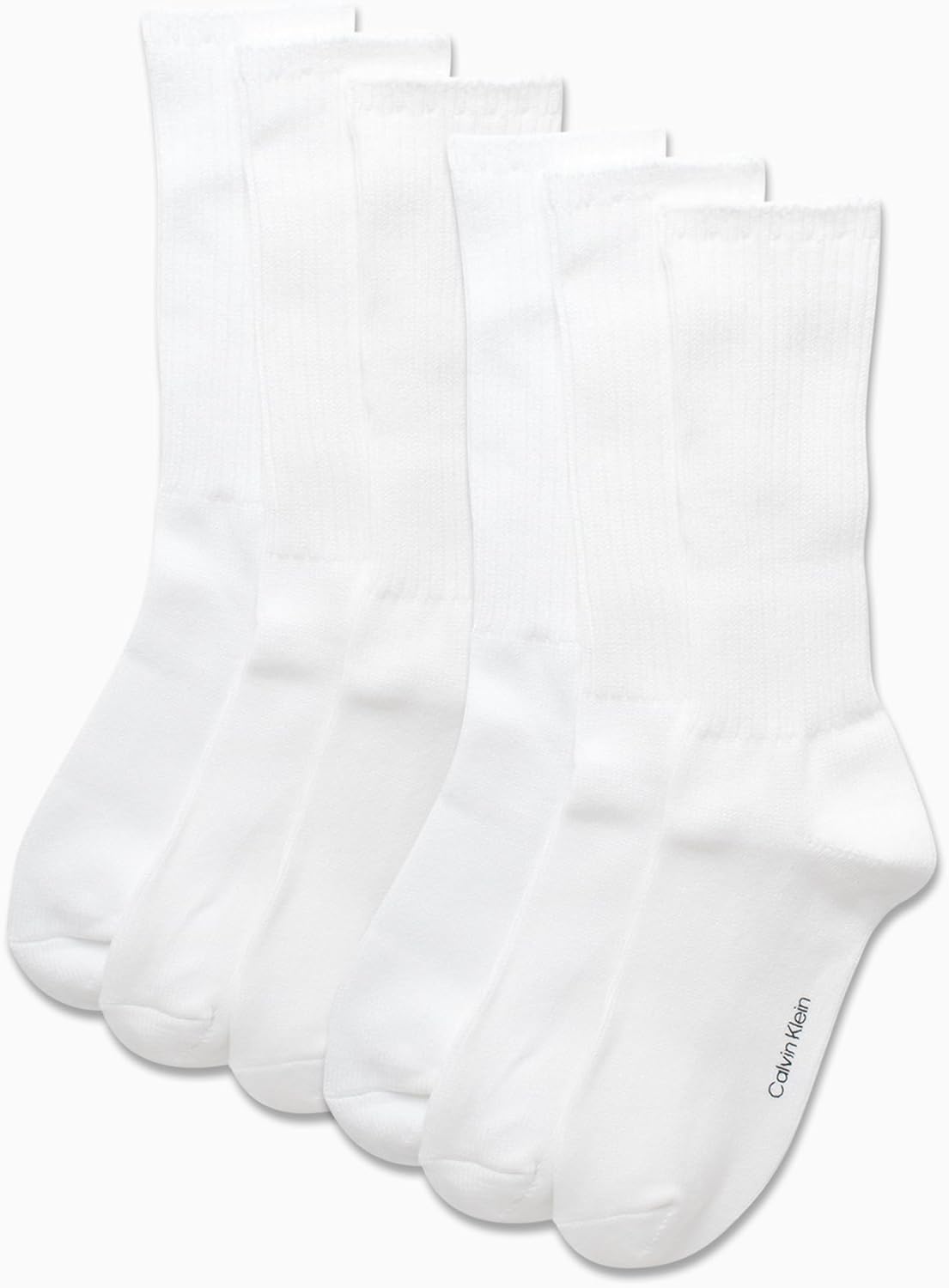 Мужские носки Calvin Klein Crew Socks - 6 пар легких хлопковых носков с влагоотводящей подкладкой и мягкой подошвой для мужчин, White — фото 2