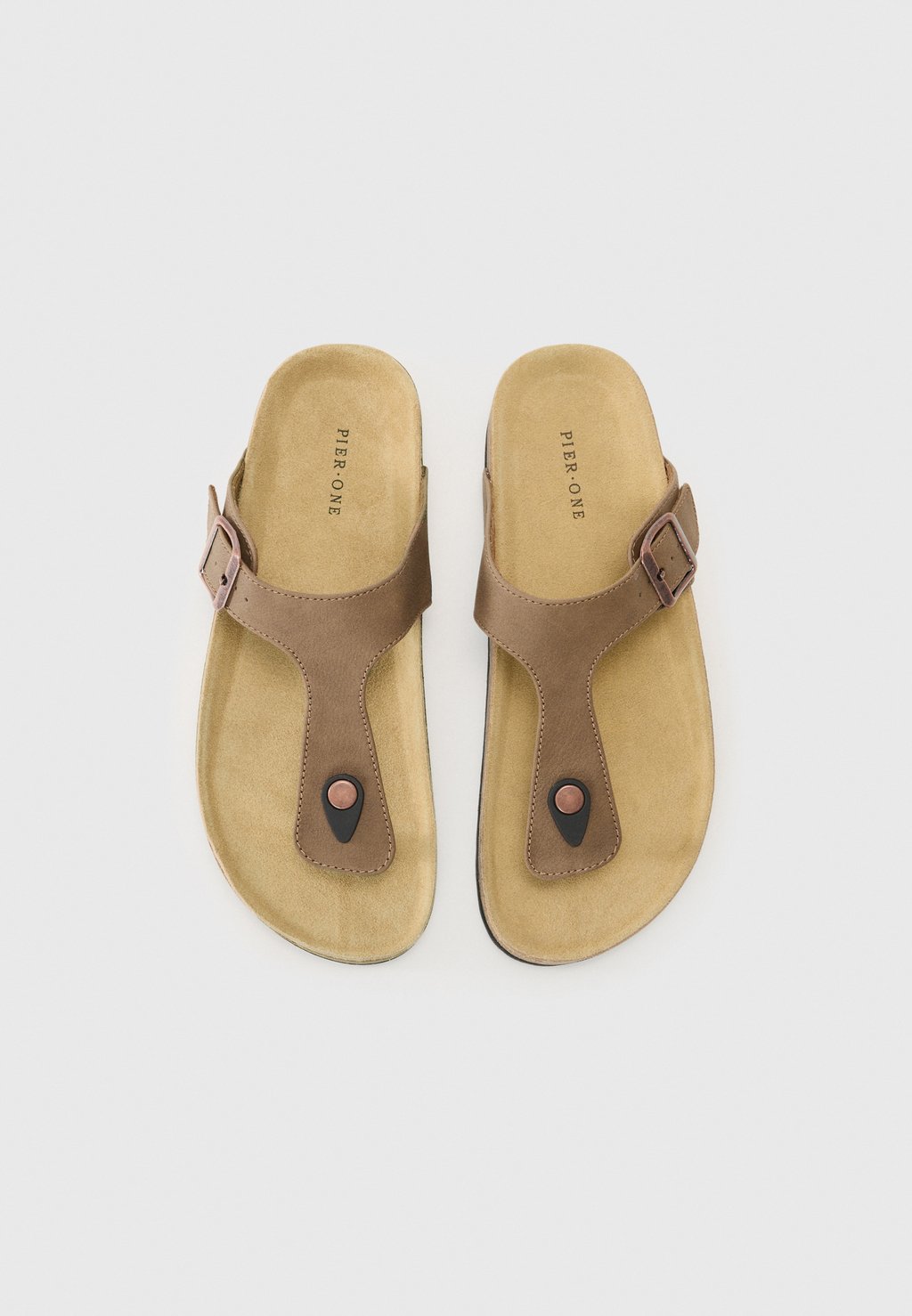 Сандалии с Т-образной застежкой UNISEX Pier One by Zalando, светло-коричневый — фото 4