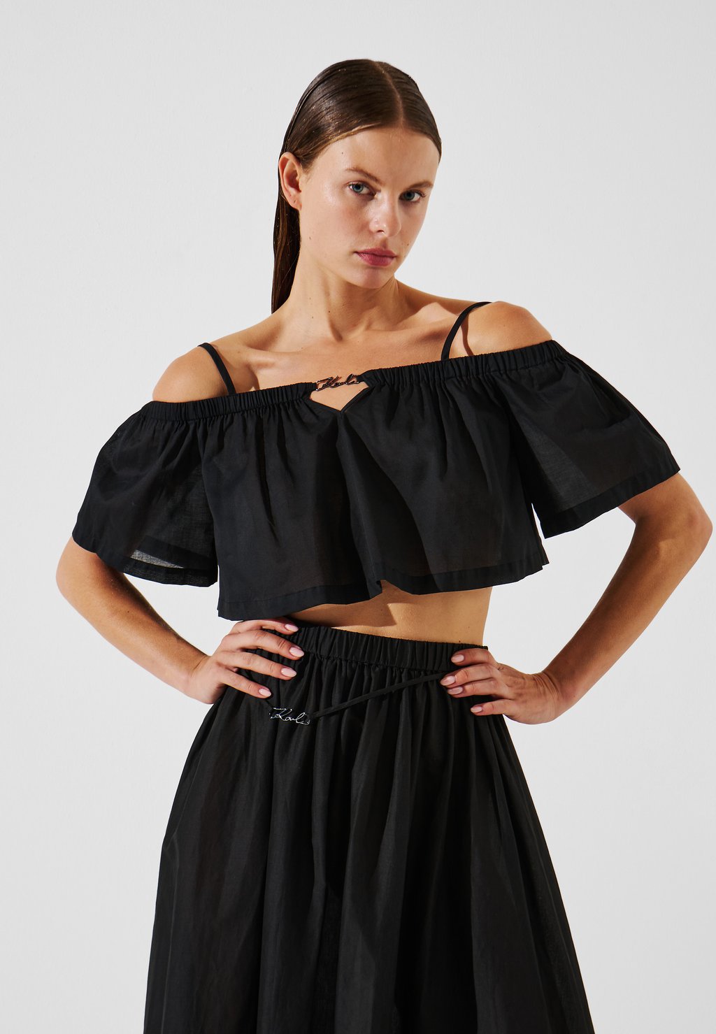 

Пляжный аксессуар DNA OFF-SHOULDER SHEER CROPPED KARL LAGERFELD, черный
