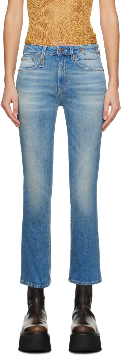 

Синие джинсы прямого кроя R13, цвет Jasper stretch
