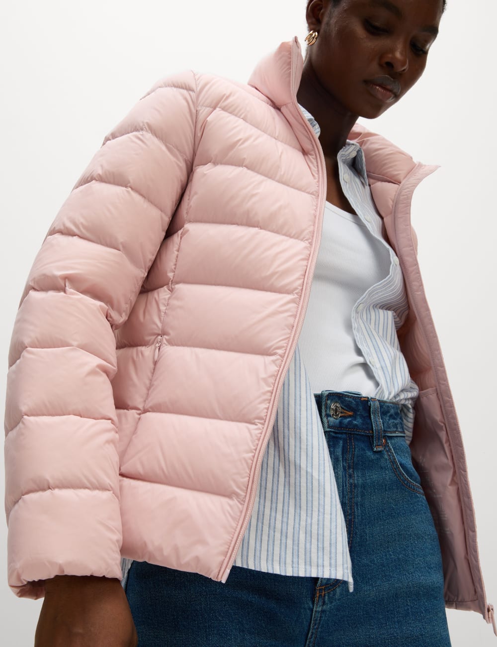 

Маленькая стеганая куртка с пухом и перьями Marks & Spencer, цвет Pink shell