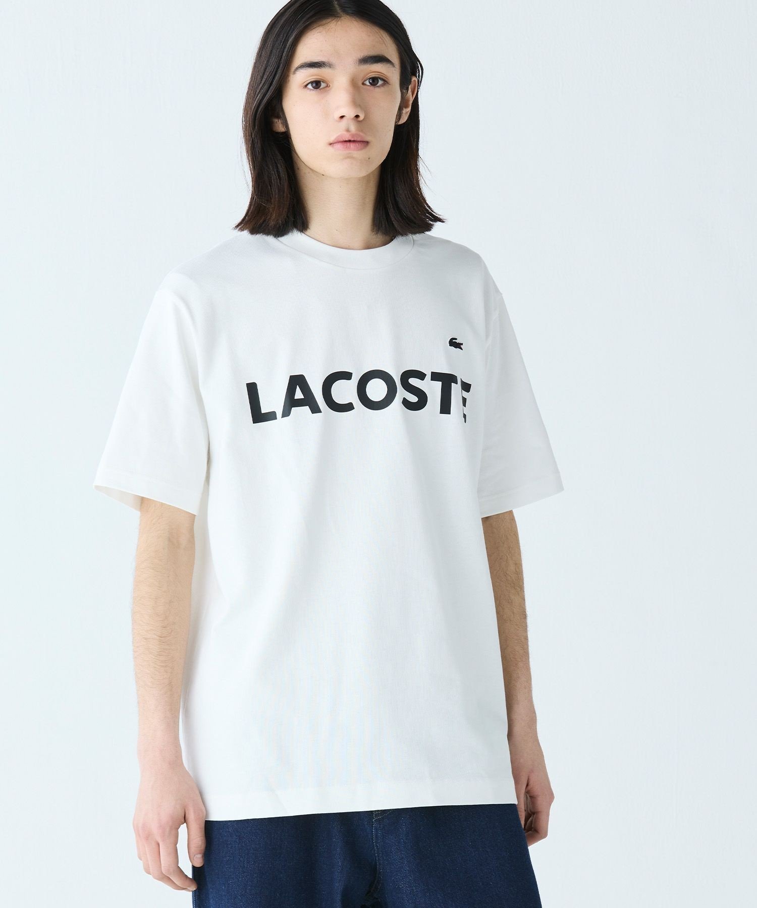 Футболка LACOSTE Off White с логотипом, унисекс, 100% хлопок — фото 4