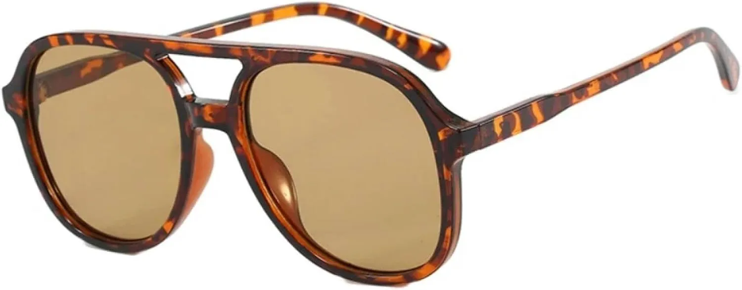 

Ретро-солнцезащитные очки с двойной перемычкой для женщин и мужчин, модные винтажные, овальная оправа, градиентная защита от УФ-излучения UV400 UATXTAU, Leopard Brown