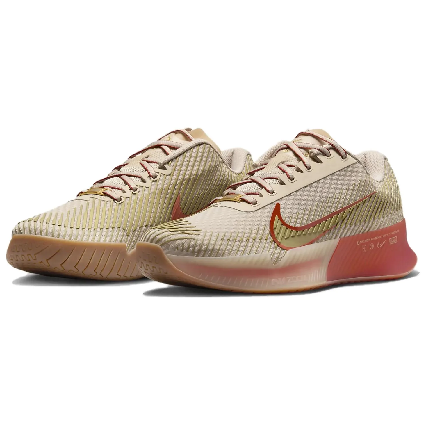 Кроссовки Court Air Zoom Vapor 11 HC PRM J'aime Paris Collection Nike, sand flow/rust factor/chewing gums коричневый/metal золото — фото 4