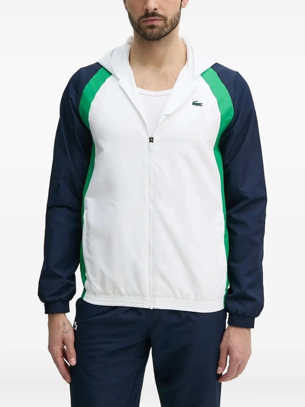 

Куртка с капюшоном в стиле колор-блок Lacoste, белый