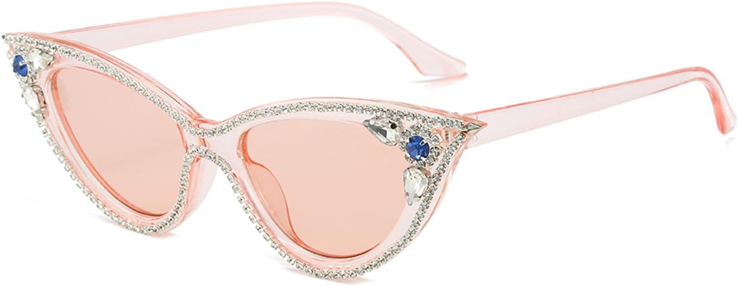 

Willochra Модные солнцезащитные очки «кошачий глаз» с бриллиантами для женщин, блестящие солнцезащитные очки со стразами, розовые, для вечеринок, с защитой от УФ-излучения, Pink
