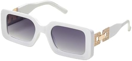 

Солнцезащитные очки в стиле ретро квадратной формы 2027 года для женщин и мужчин, модные розовые очки с бриллиантовой оправой и соединительными дужками MTZJH, White Gray