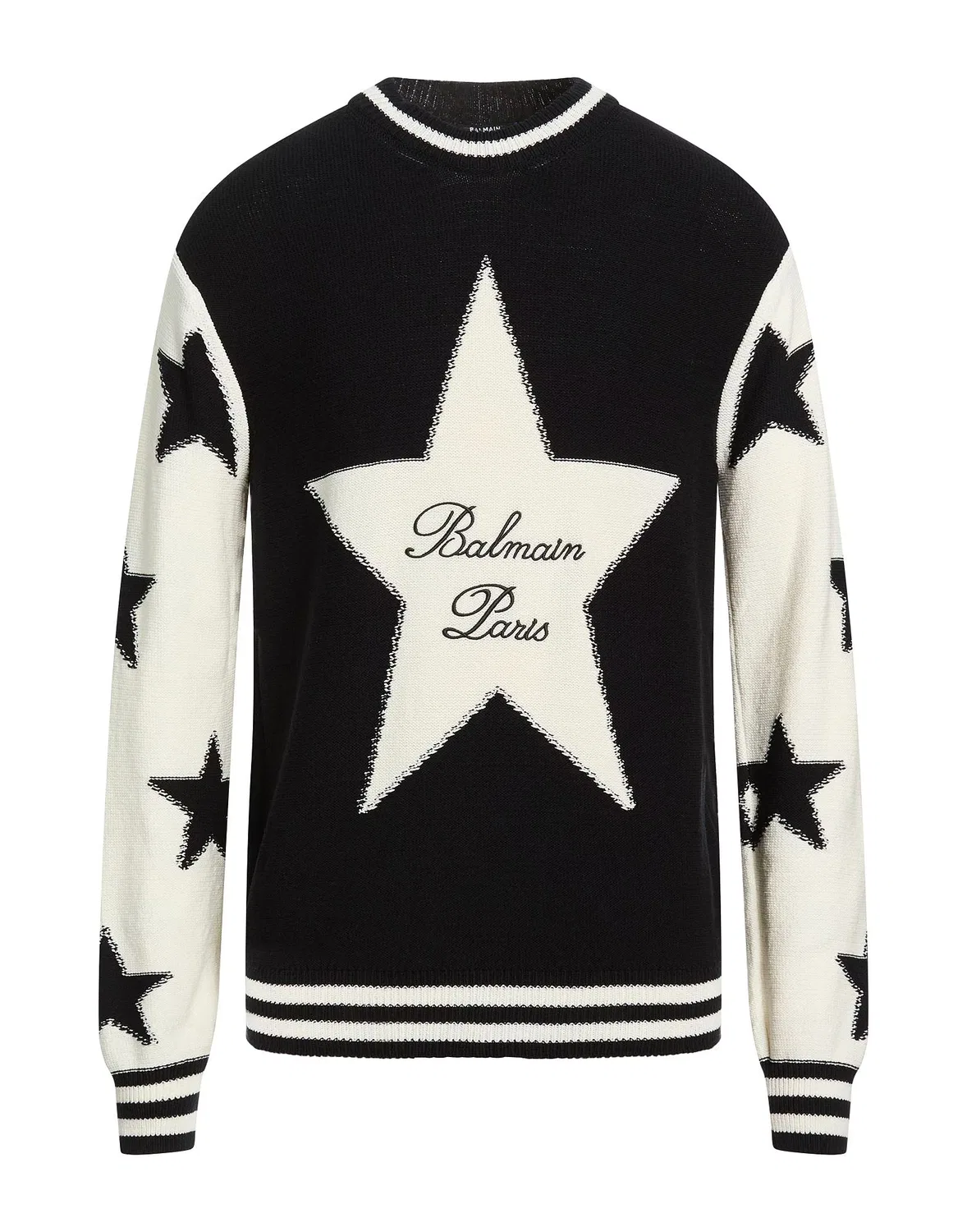 Свитер из легкого трикотажа с вышитым логотипом BALMAIN черный