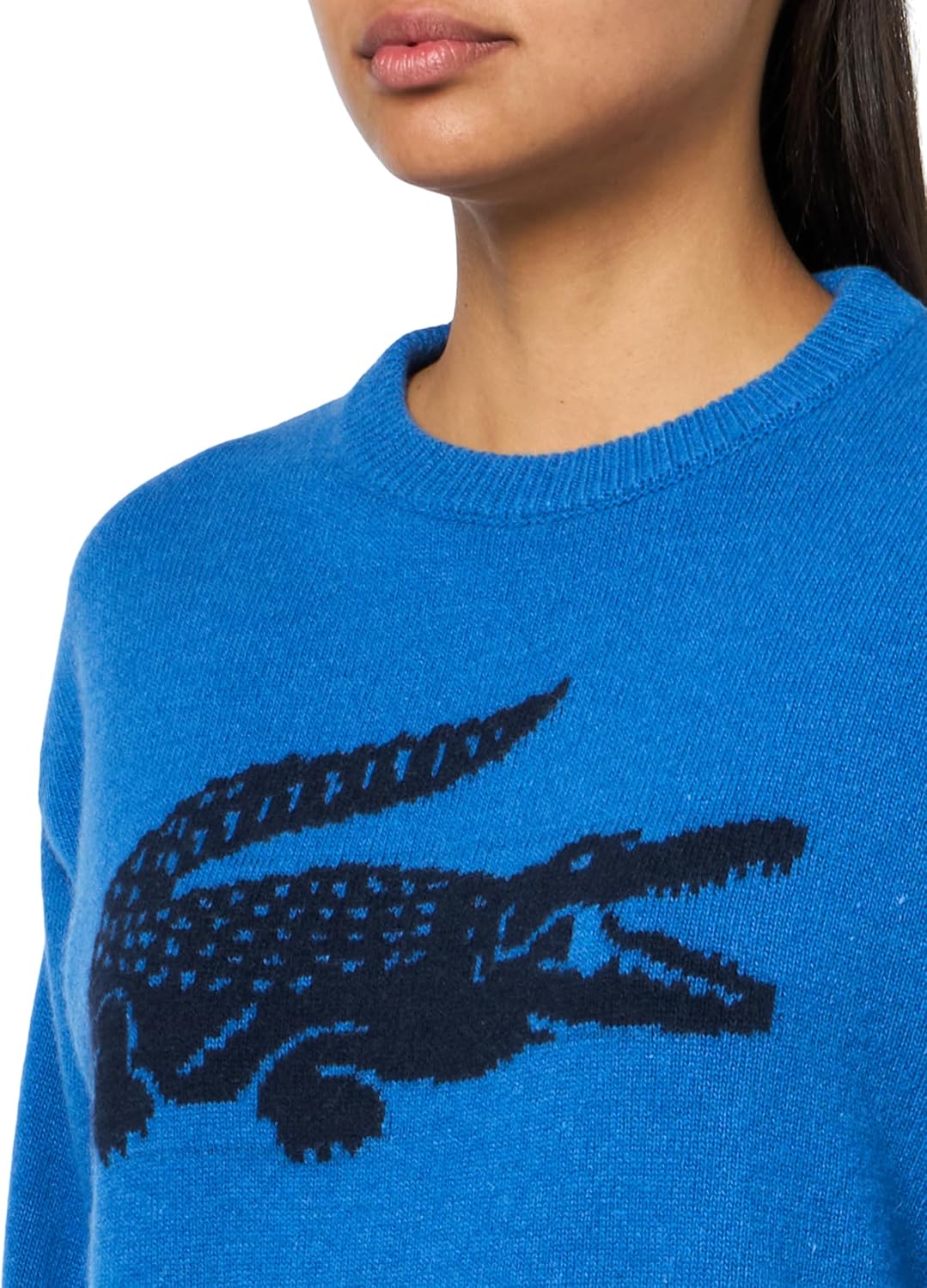Свитер Lacoste x Bandier женский, с крокодилом, голубой/темно-синий — фото 3