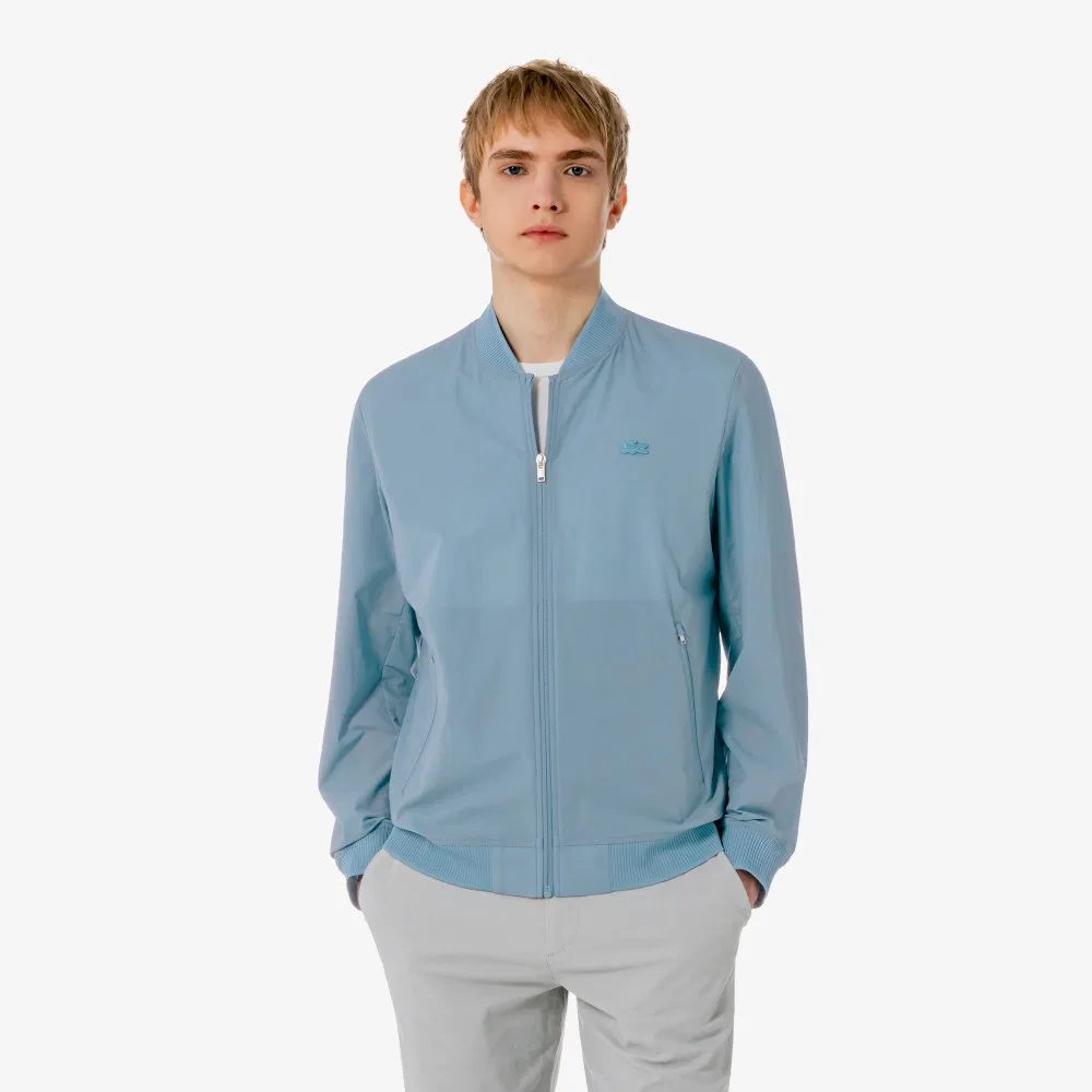Мужской летний бомбер в стиле стадион синий от Lacoste — фото 4