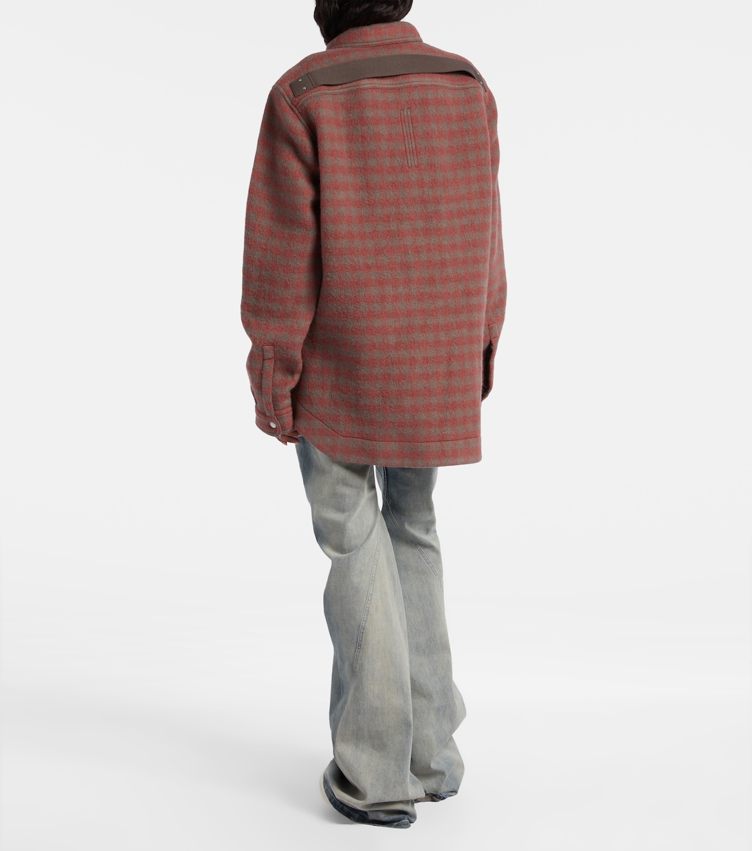 Клетчатая верхняя рубашка из натуральной шерсти Rick Owens, Rosewood Plaid — фото 3