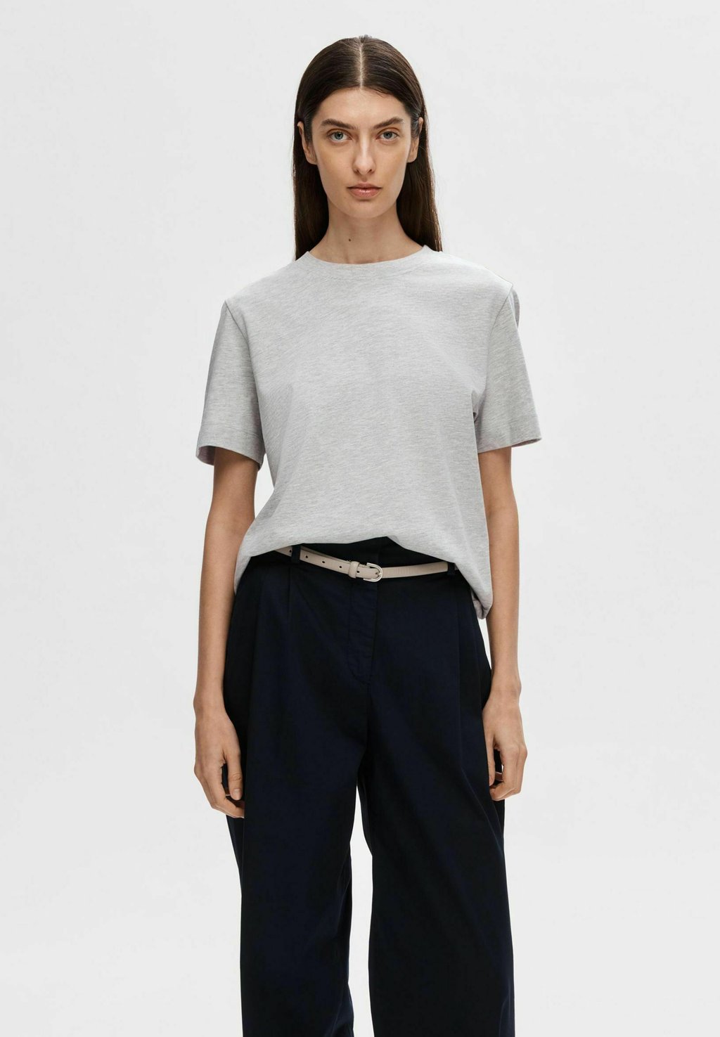 

Футболка BOXY FIT Selected Femme, светло-серый/меланж