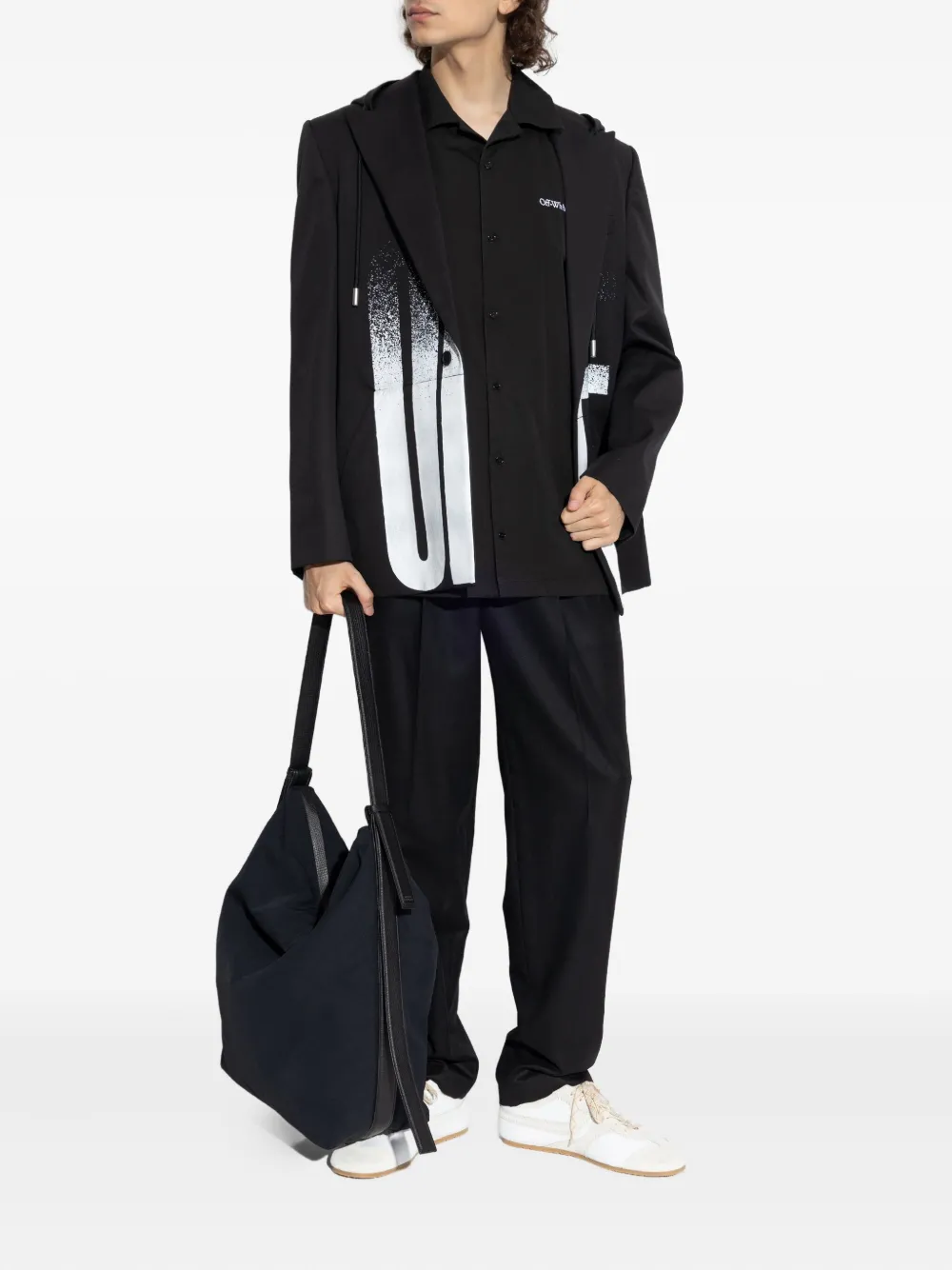 Куртка с капюшоном и эффектом распыленной краски Off-White, черный — фото 2