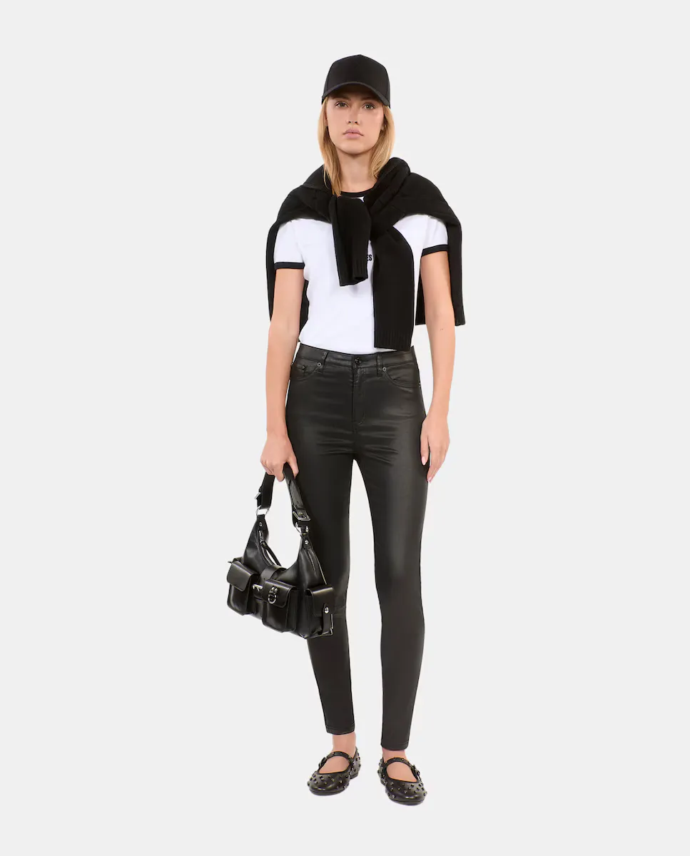 

Женские облегающие джинсы скинни с эффектом кожи The Kooples, черный