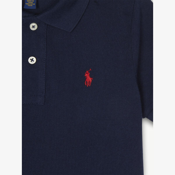 Хлопковая рубашка-поло с вышитым логотипом для 2–14 лет Polo Ralph Lauren, цвет french navy — фото 2