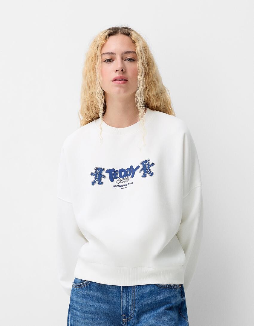 

Толстовка с принтом Bershka, белый