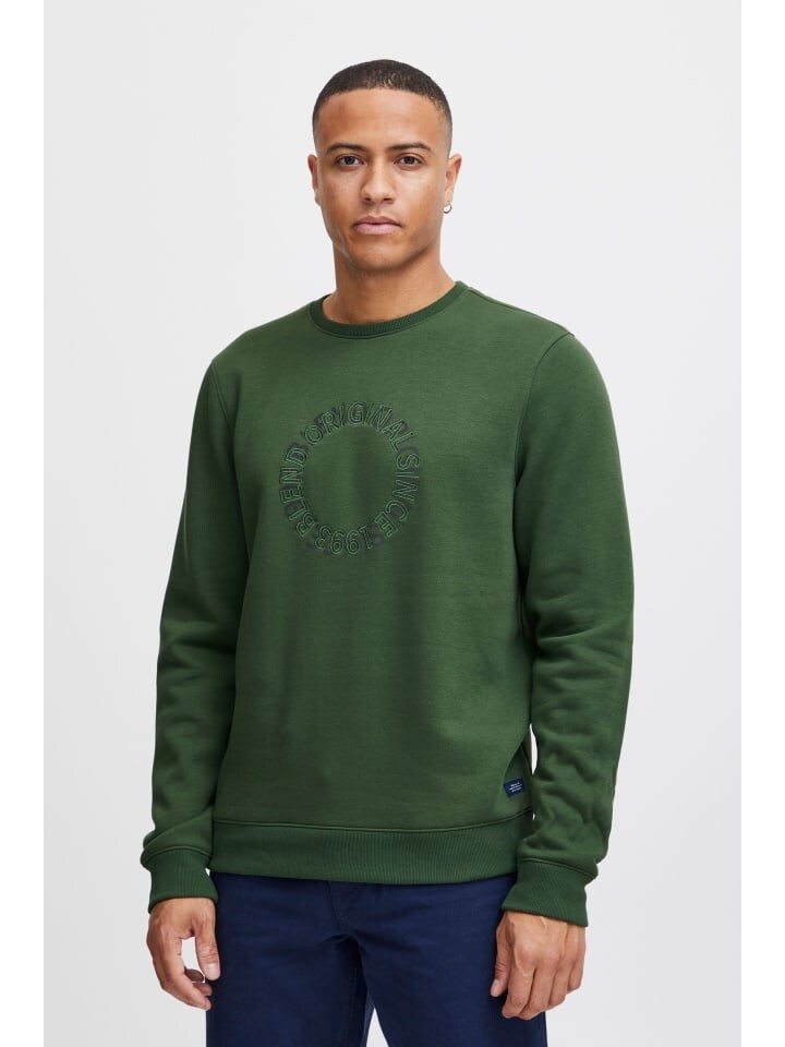

Толстовка BLEND Sweatshirt Sweatshirt 20716044 Basic Rundhalspullover mit Front-Stickerei, зеленый