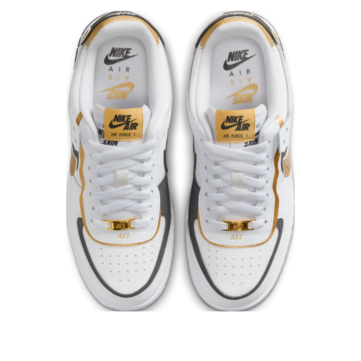 Кроссовки (WMNS) Nike Air Force 1 Shadow 'White Black Metallic Gold' — фото 4