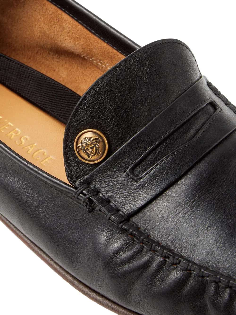 Кожаные водительские туфли Guanto Versace, черный — фото 4