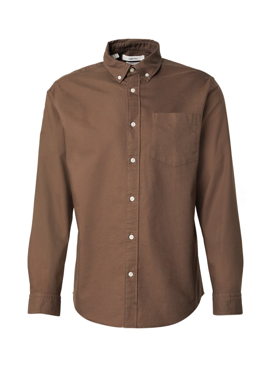 

Рубашка на пуговицах классического кроя SELECTED SLHRICK, сепия