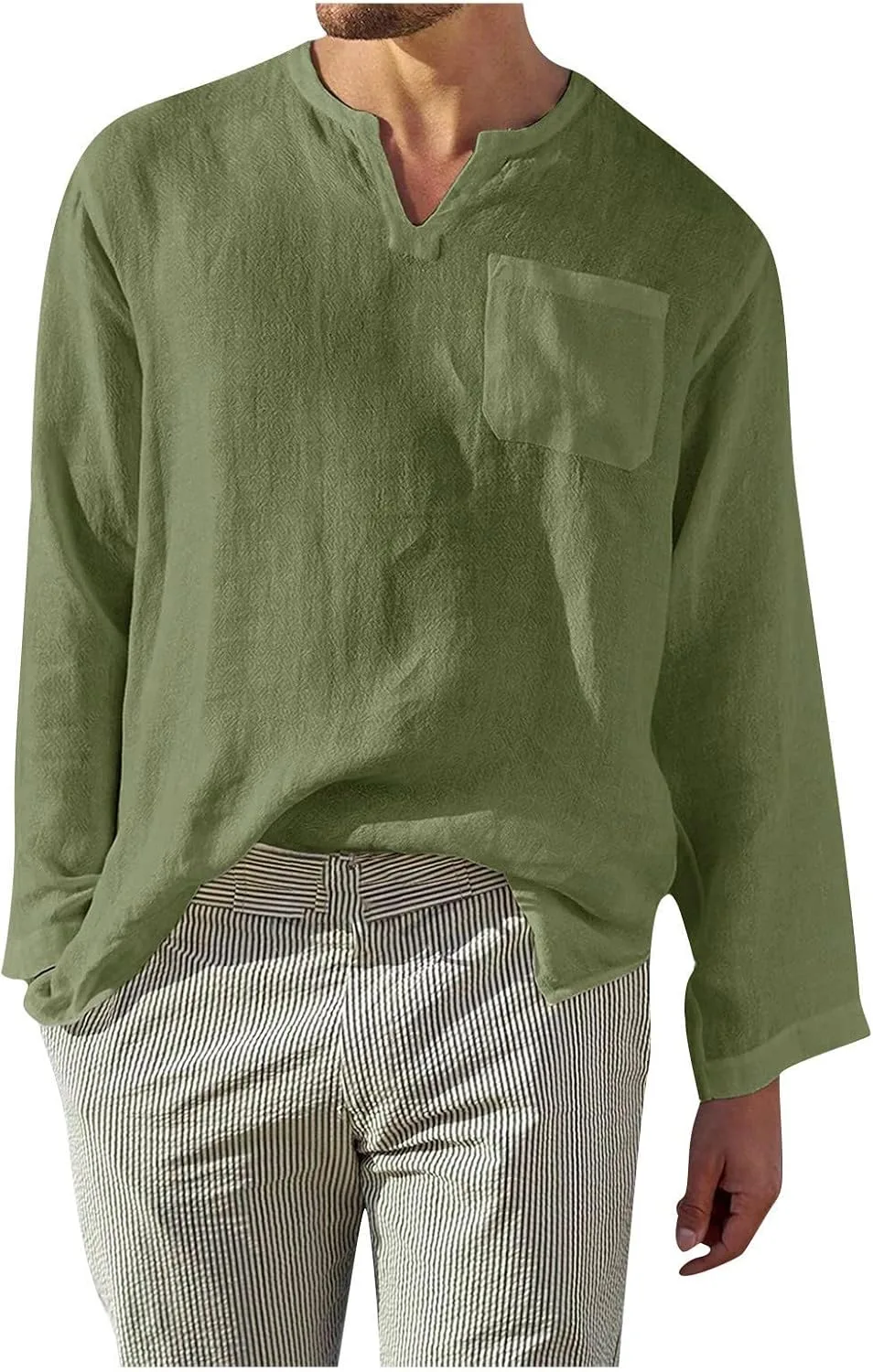 

Ymosrh мужская рубашка с длинным рукавом Casual Linen