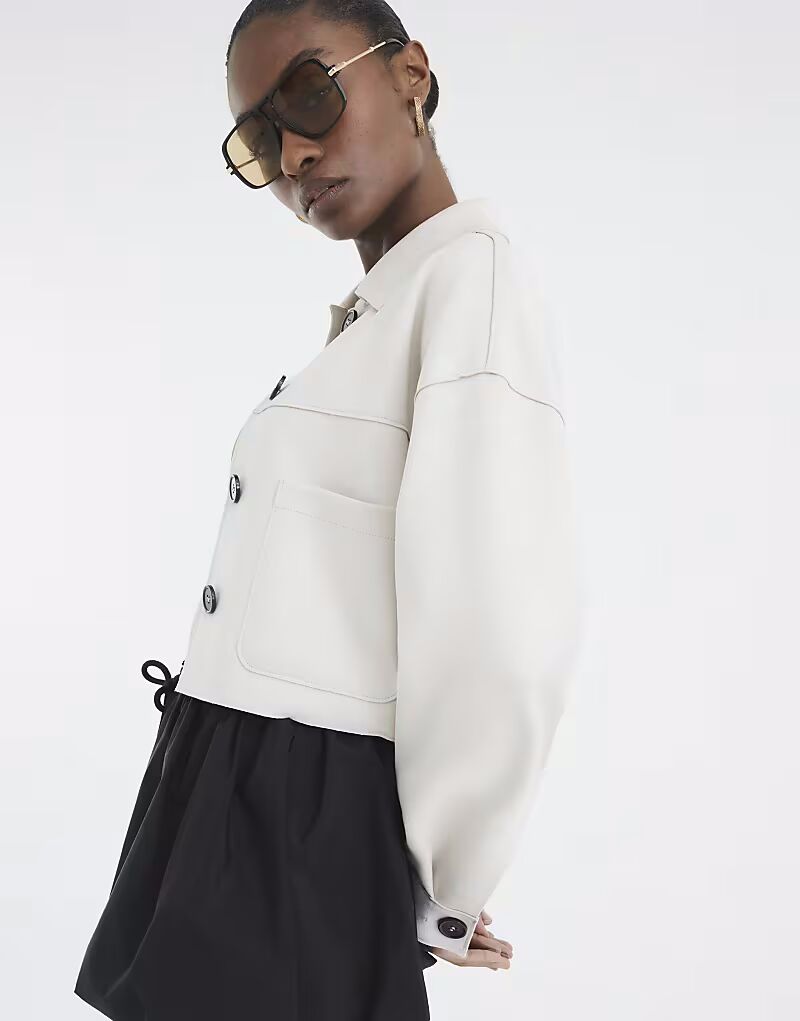 

Верхняя рубашка River Island из искусственной замши в каменном цвете - светлая