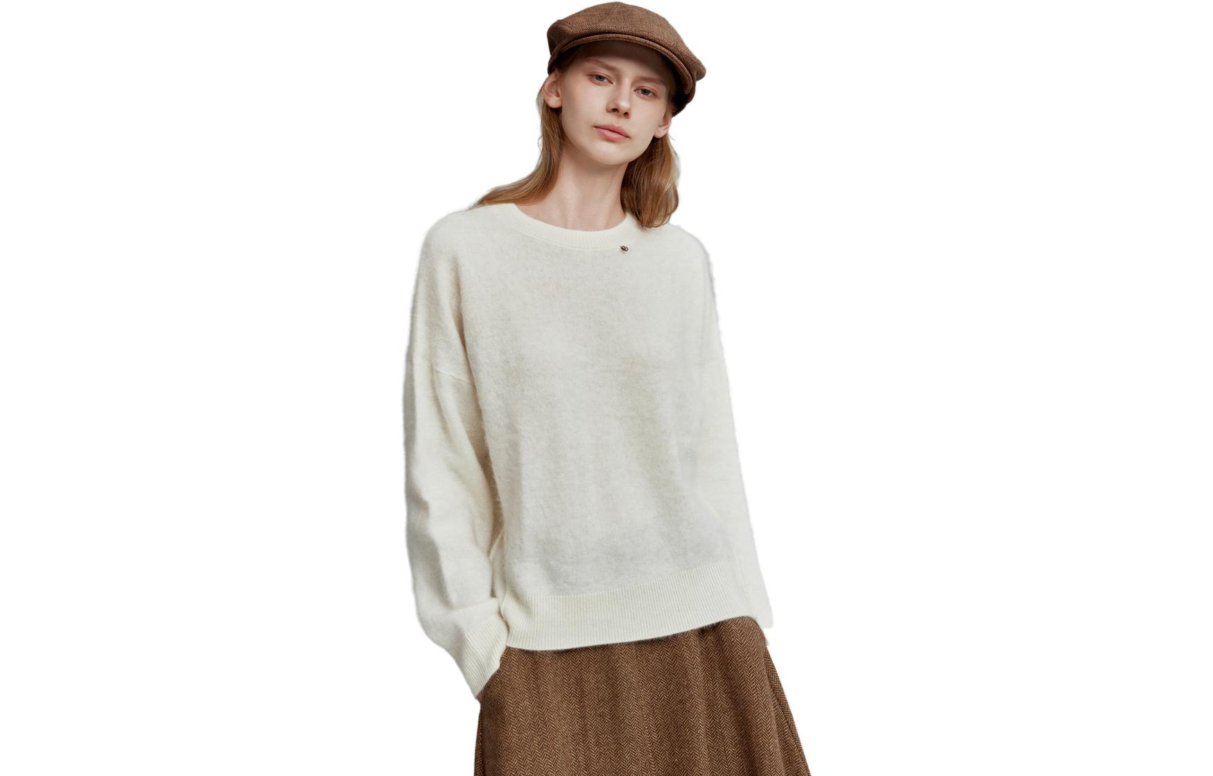 

ELLE Трикотажный свитер женский Ecru с круглым вырезом Moderate Others