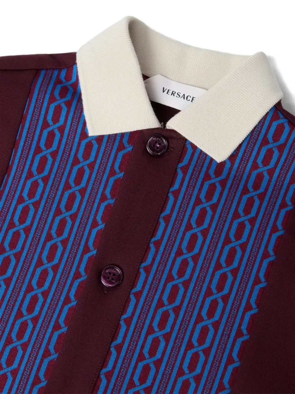Рубашка Milano-stitch с жаккардовым вышитым логотипом VERSACE, красный — фото 3