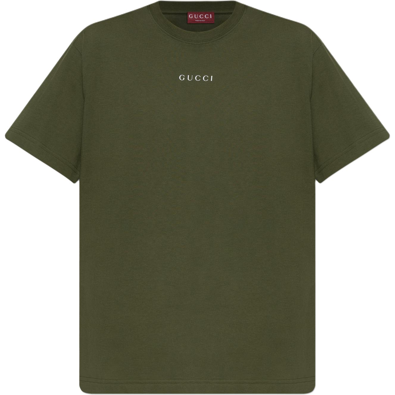 Хлопковая футболка GUCCI, зеленый