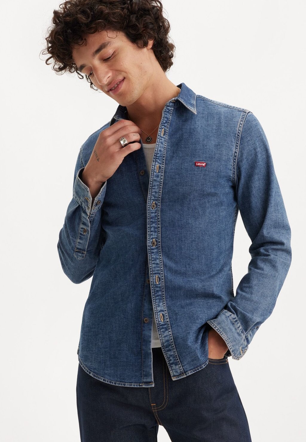 

Рубашка – тринити, средняя стирка Battery Shirt Slim Levi's, синий