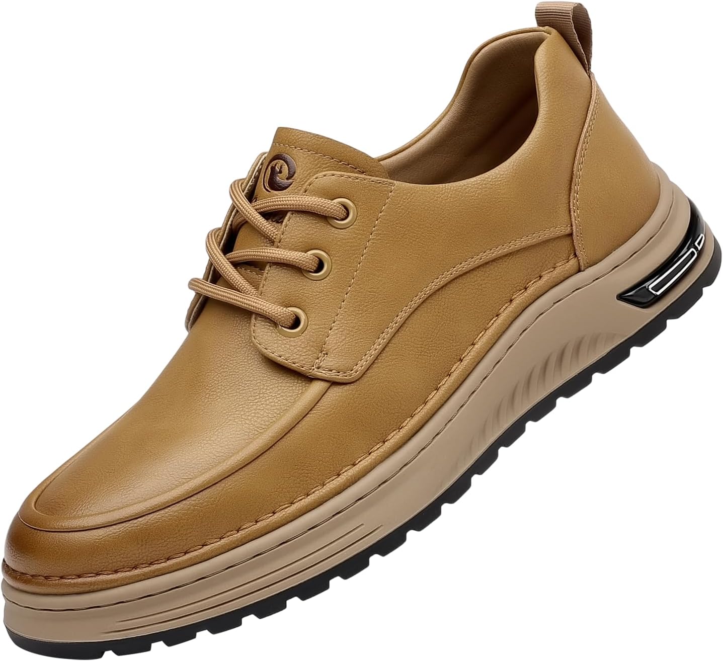 

Мужские ретро туфли с ручной прошивкой из натуральной кожи, шнуровкой, повседневные плоские оксфорды с круглым носком, низким каблуком, нескользящие кроссовки для ходьбы, вождения и работы на открытом воздухе Meixi Mobile, желтый