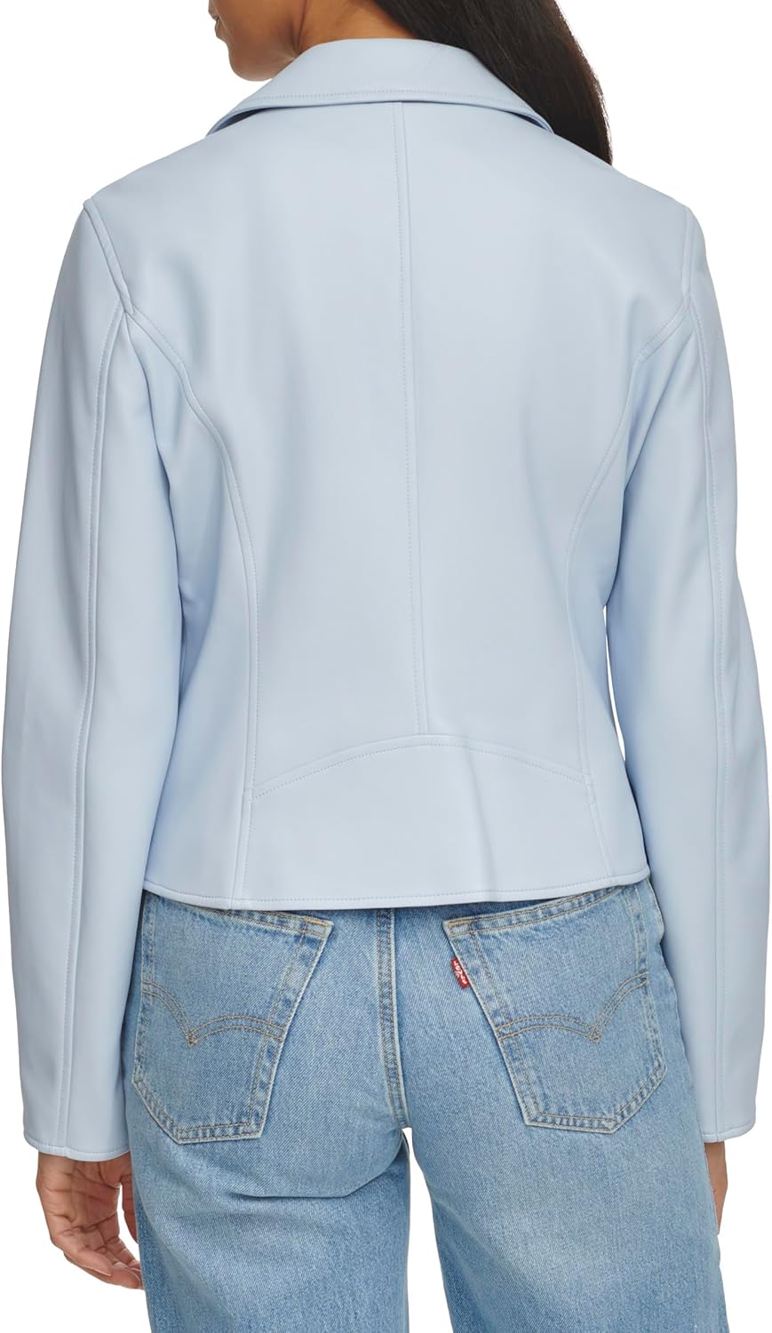 Женская гладкая байкерская куртка Levi's из искусственной кожи (стандартные и большие размеры), Dusty Blue — фото 3