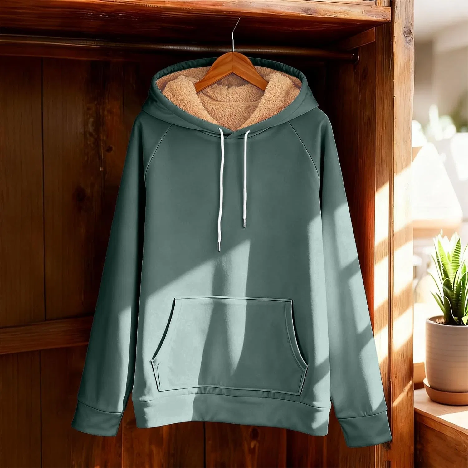 Толстовка мужская с флисом и шерпой, бренд Generic, цвет Dark Gray — фото 4