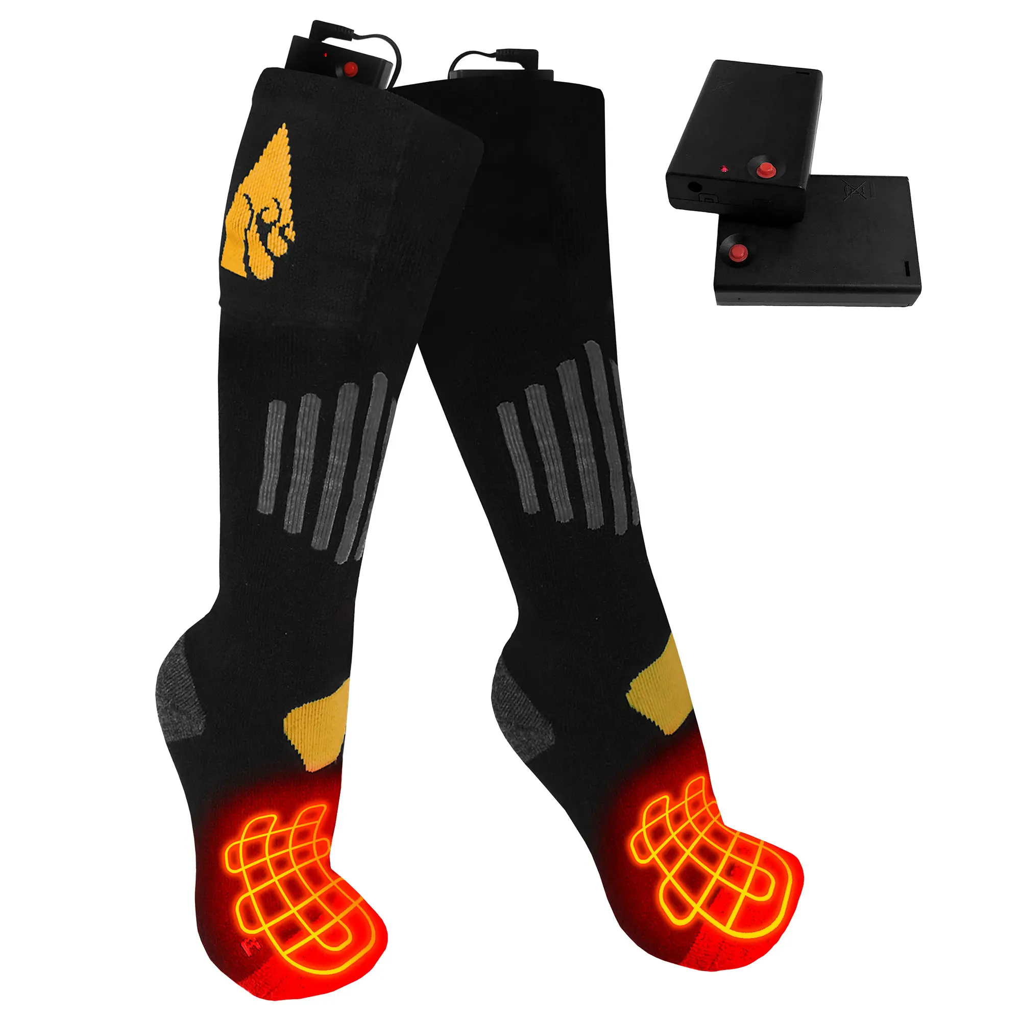 

Хлопковые носки с подогревом от батареек типа АА ActionHeat, Black/Yellow