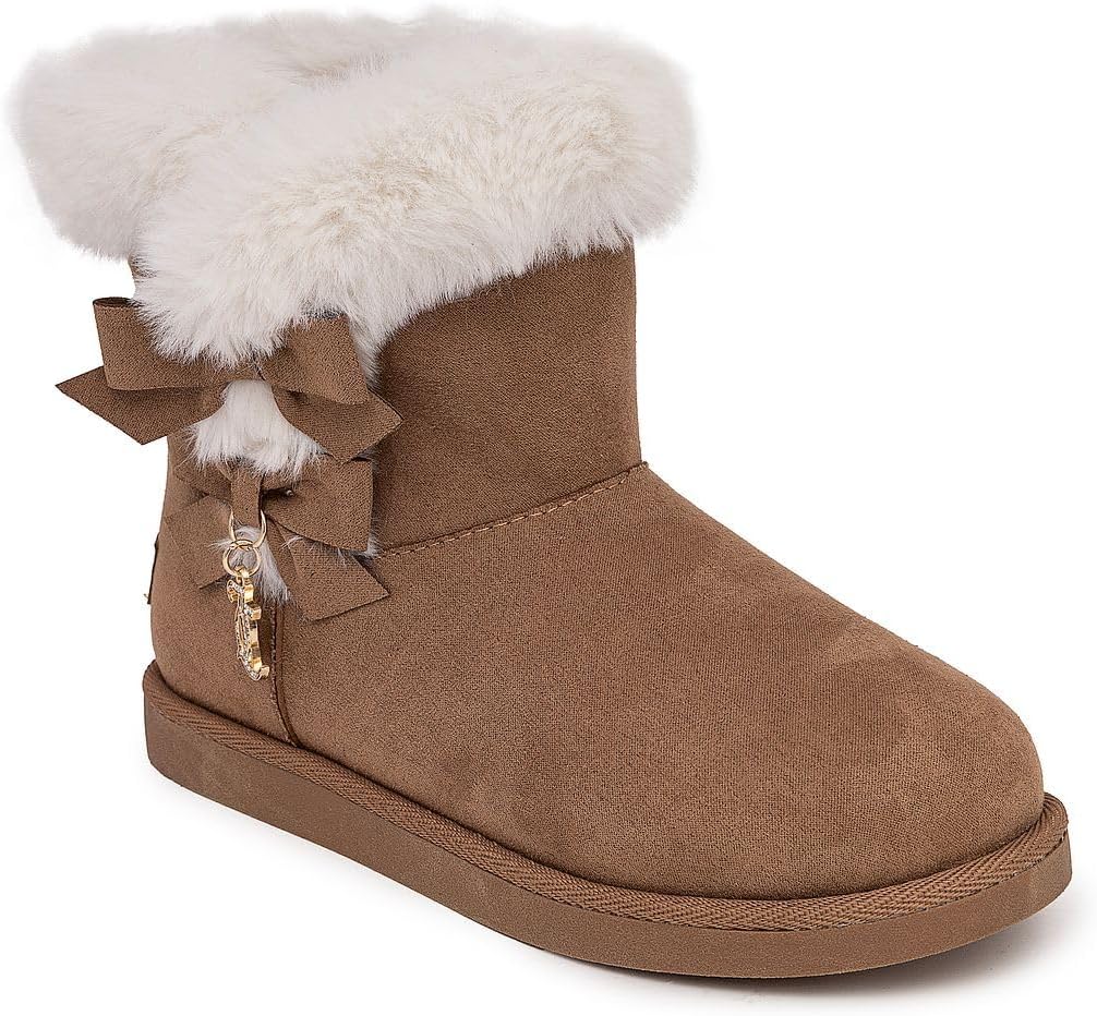 

Зимние сапоги Juicy Couture для девочек, теплые с утеплителем, модные ботильоны средней высоты, наружные снежные сапожки для малышей, детей младшего и старшего возраста, Natural-Kodak