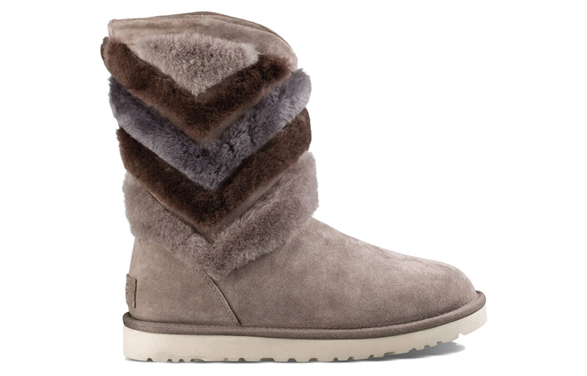 Ботинки зимние UGG средней высоты, синий / серый — фото 2